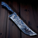 Faca Artesanal em Go-mai com linhas em COBRE  – Edição Colecionador – Padrão TIGER – 10" Lâmina