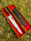 Faca Artesanal Premium para Churrasco NAIPS + Caixa em Madeira + Case em couro